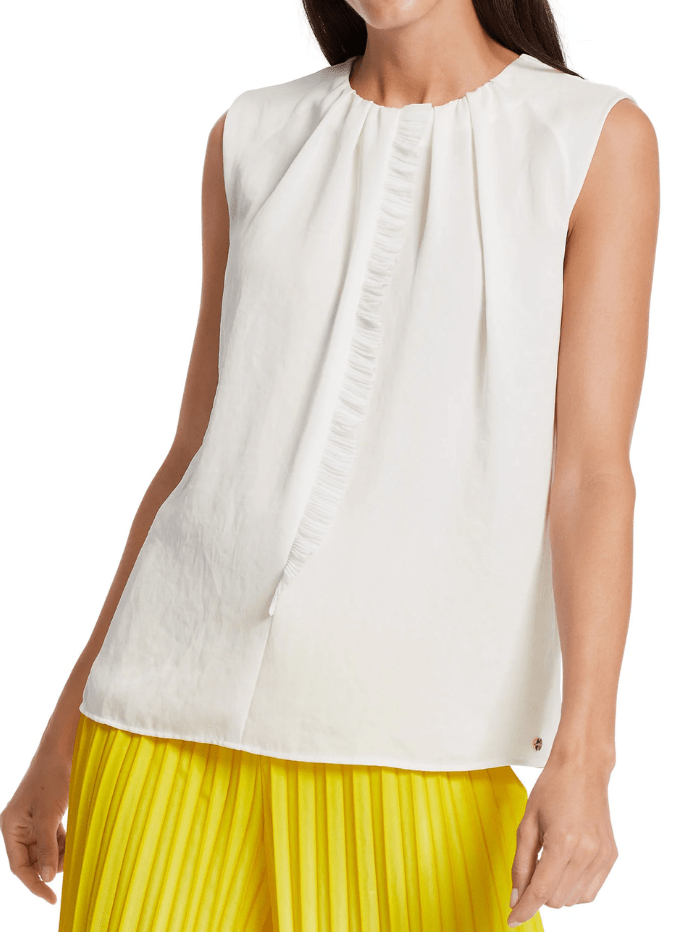 Marc Cain Collections Tops Marc Cain Collections Off White Top With Ruffle Detail WC 61.13 W39 COL 110 izzi-of-baslow