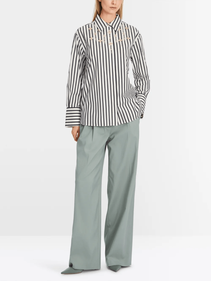 Marc Cain Collections Tops Marc Cain Collections Striped Blouse With Rhinestones XC 51.13 W28 COL 112 izzi-of-baslow