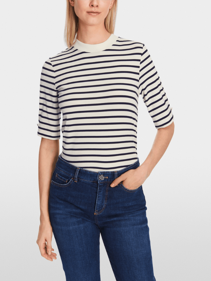 Marc Cain Collections Tops Marc Cain Collections Striped T Shirt XC 48.24 J16 COL 112 izzi-of-baslow