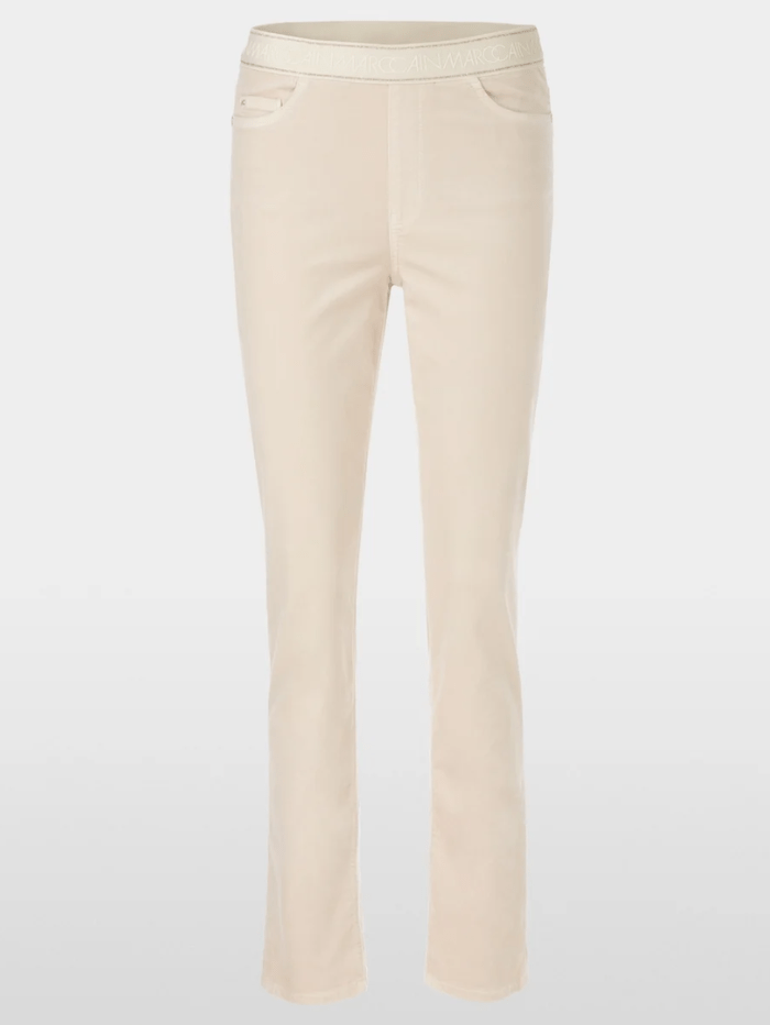 Marc Cain Collections Trousers 1 Marc Cain Collections SIENA Velvet Pull On Trousers In Smoke XC 81.31 W48 Col 182 izzi-of-baslow