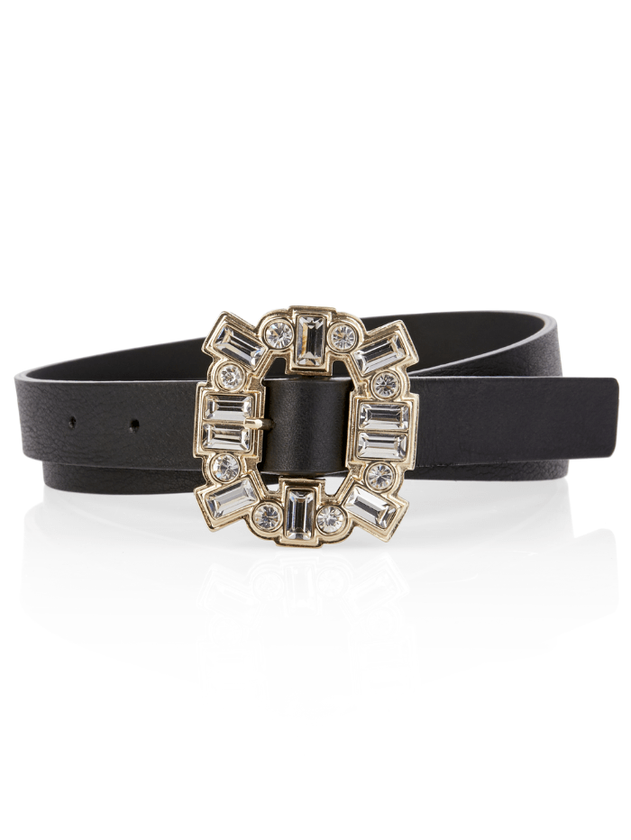 Marc Cain Glam Accessories 1 Marc Cain Glam Black Leather Belt With Rhinestone Buckle XG G1.01 L02 Col 900 izzi-of-baslow