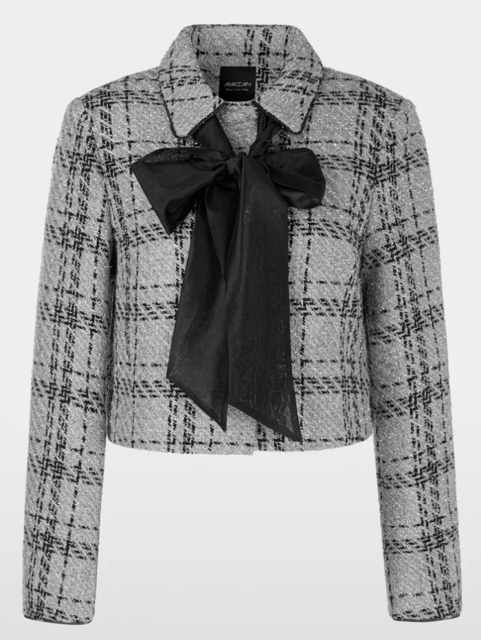 Marc Cain Glam Coats &amp; Jackets 1 Marc Cain Glam Check Jacket With Lurex Details YG 31.01 W11 COL 801 izzi-of-baslow