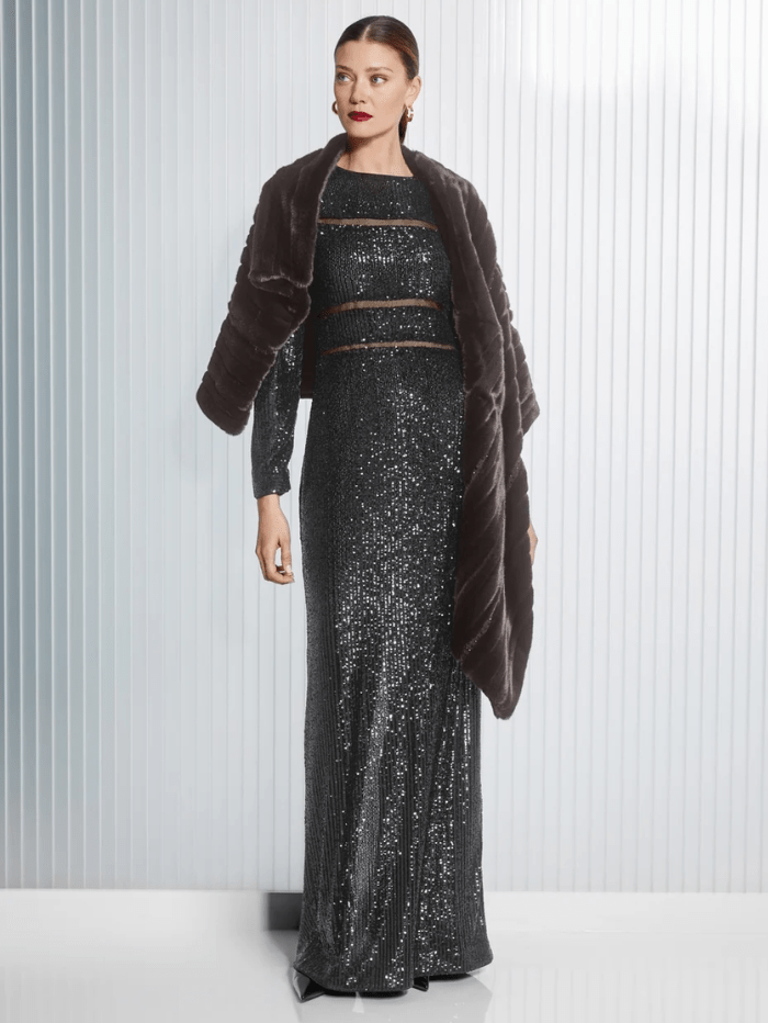 Marc Cain Glam Dress Marc Cain Glam Long Sequin Dress In Black XG 21.14 W14 COL 900 izzi-of-baslow