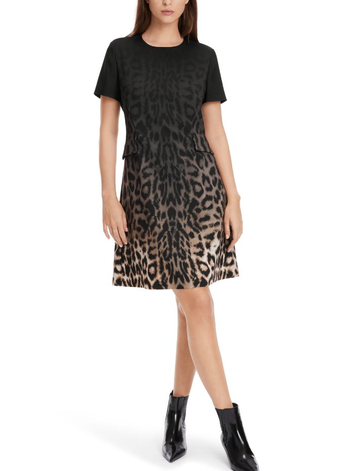 Marc Cain Glam Dress Marc Cain Glam Short Sleeved Leopard Print Dress XG 21.20 W16 COL 625 izzi-of-baslow