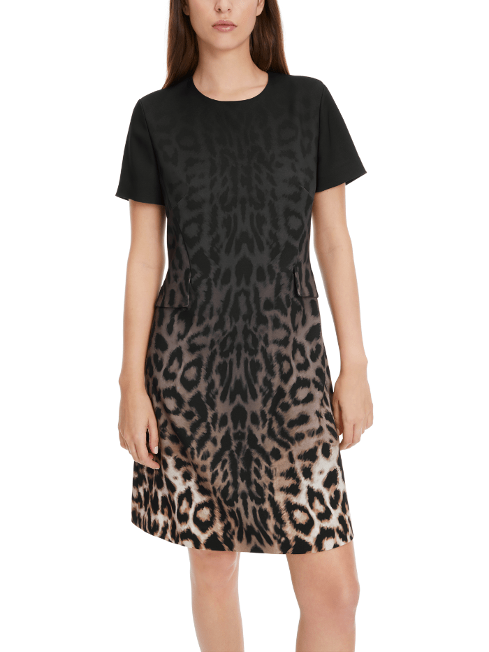 Marc Cain Glam Dress Marc Cain Glam Short Sleeved Leopard Print Dress XG 21.20 W16 COL 625 izzi-of-baslow