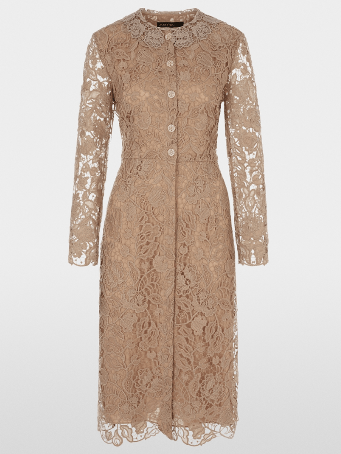 Marc Cain Glam Dresses 1 Marc Cain Glam Guipure Lace Dress In Shiny Sand XG 21.11 W12 COL 625 izzi-of-baslow