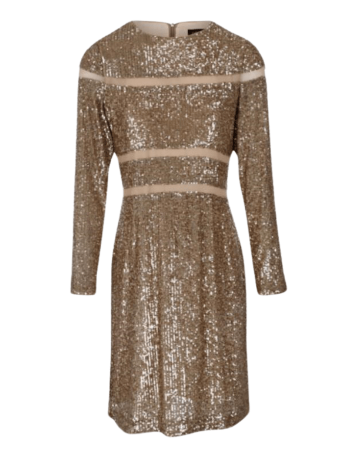 Marc Cain Glam Dresses 1 Marc Cain Glam Sequinned Dress In Shiny Sand XG 21.13 W14 Col 625 izzi-of-baslow