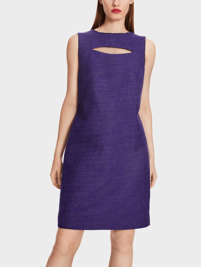 Marc Cain Glam Dresses Marc Cain Glam Dress With Cut Out In Deep Purple XG 21.09 W08 COL 748 izzi-of-baslow