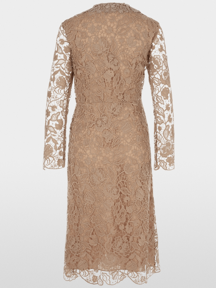 Marc Cain Glam Dresses Marc Cain Glam Guipure Lace Dress In Shiny Sand XG 21.11 W12 COL 625 izzi-of-baslow