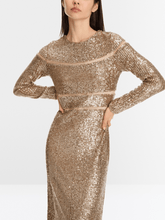 Marc Cain Glam Dresses Marc Cain Glam Long Sequin Dress In Shiny Sand XG 21.14 W14 COL 625 izzi-of-baslow