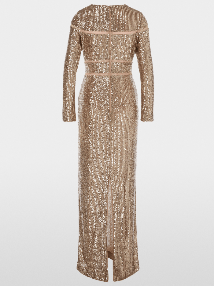 Marc Cain Glam Dresses Marc Cain Glam Long Sequin Dress In Shiny Sand XG 21.14 W14 COL 625 izzi-of-baslow