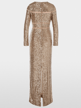 Marc Cain Glam Dresses Marc Cain Glam Long Sequin Dress In Shiny Sand XG 21.14 W14 COL 625 izzi-of-baslow