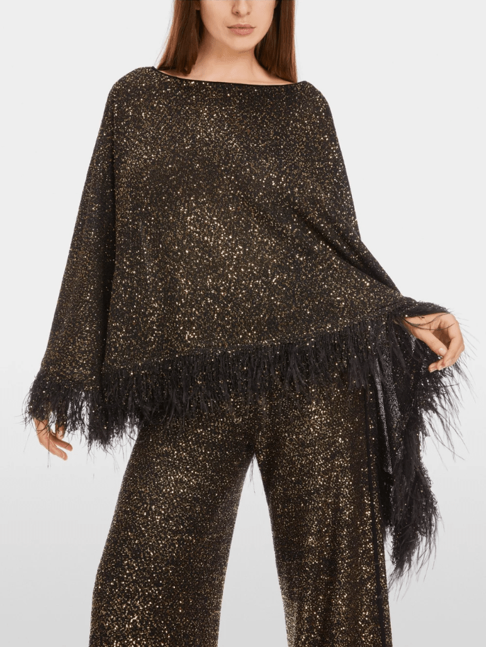 Marc Cain Glam Knitwear Marc Cain Glam Black Poncho With Sequins XG 15.04 M71 COL 900 izzi-of-baslow