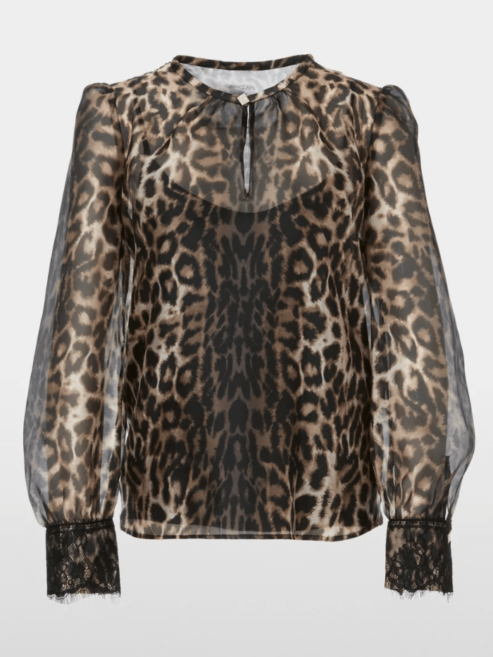 Marc Cain Glam Tops 1 Marc Cain Glam Leopard Print Blouse With Lace Details XG 51.10 W17 COL 625 izzi-of-baslow