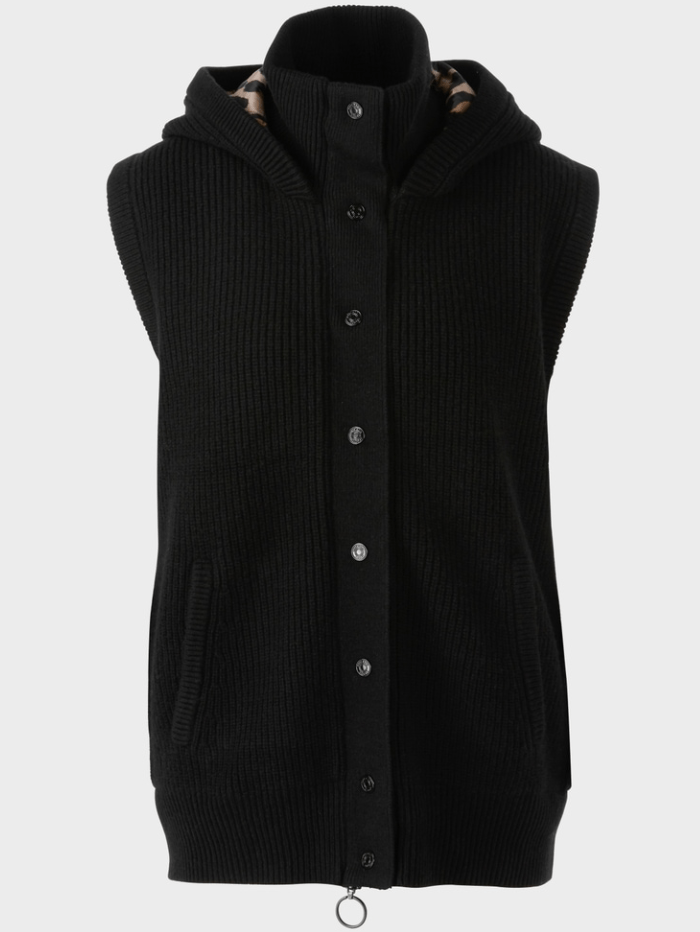 Marc-Cain-Sports-Black-Wool-Hooded-Waistcoat VS 37.02 M58 COL 900