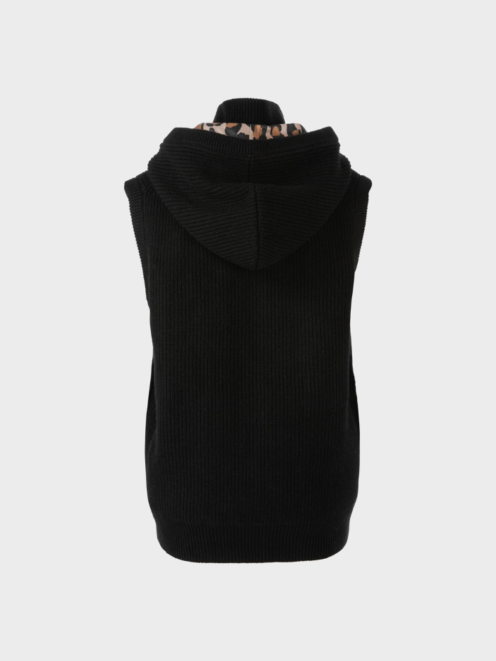 Marc-Cain-Sports-Black-Wool-Hooded-Waistcoat VS 37.02 M58 COL 900