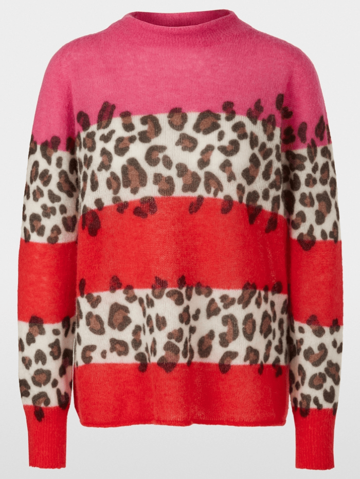 Marc Cain Sports Knitwear 1 Marc Cain Sports Knitted Jumper With Leo Print XS 41.14 M20 Col 270 izzi-of-baslow