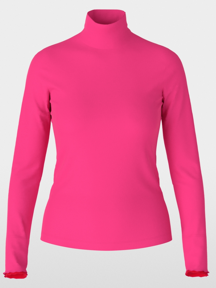 Marc Cain Sports Knitwear 1 Marc Cain Sports Long Sleeved Turtleneck Top In Pink XS 48.18 J18 Col 244 izzi-of-baslow