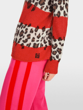 Marc Cain Sports Knitwear Marc Cain Sports Knitted Jumper With Leo Print XS 41.14 M20 Col 270 izzi-of-baslow