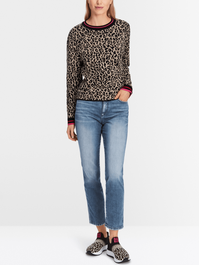 Marc Cain Sports Knitwear Marc Cain Sports Leopard Print Design Jumper XS 41.36 M32 Col 117 izzi-of-baslow