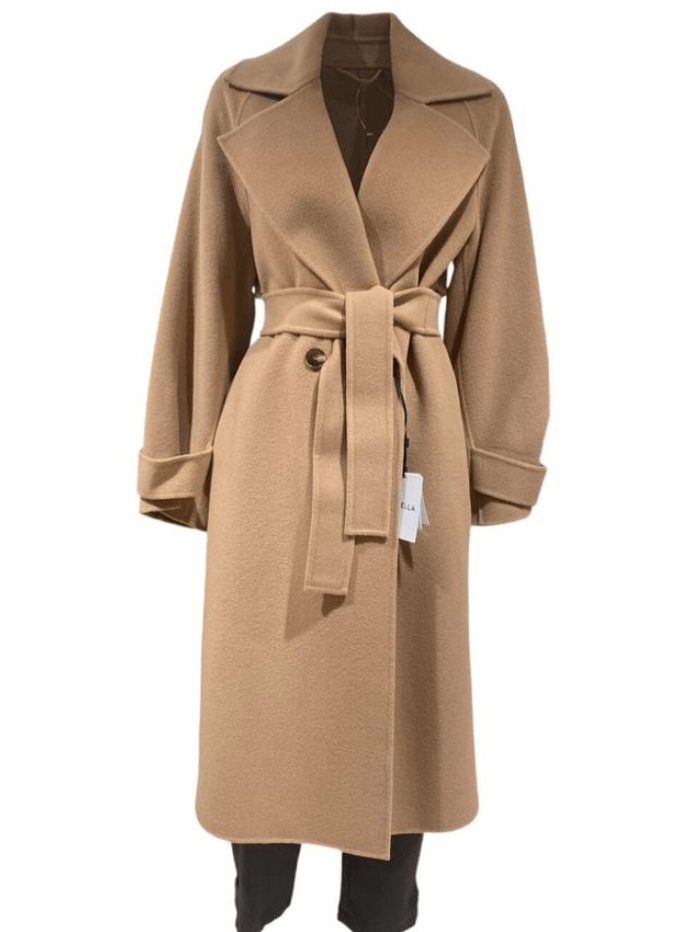 Marella Coats and Jackets 8 Marella ARLEY Double Breasted Long Camel Coat 24230160622 Col 018 izzi-of-baslow