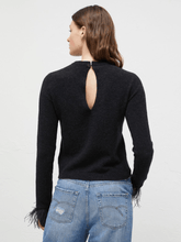 Marella Knitwear Marella ADDIO Black Jumper With Marabou Feather Trim 2423366242 Col 006 izzi-of-baslow