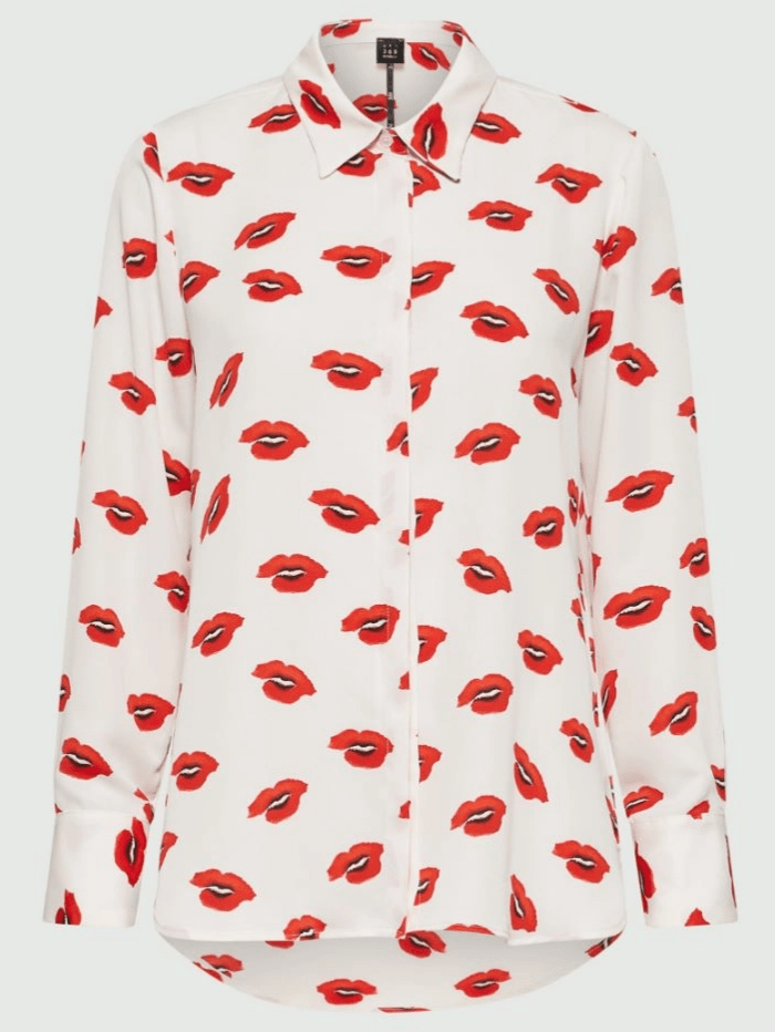 Marella Tops 8 Marella YEAH White With Print Satin Shirt 24231160632 Col 002 izzi-of-baslow