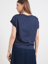 Marella Tops Marella AGOSTIN Knot Detail T Shirt In Navy Blue 24139411052 Col 001 izzi-of-baslow