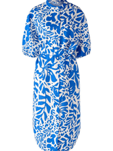 Oui Midi Length Dress in Blue and White Atelier Azur Print  78540 541 izzi-of-baslow