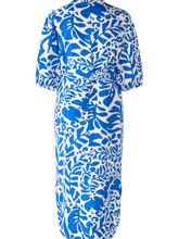 Oui Midi Length Dress in Blue and White Atelier Azur Print  78540 541 izzi-of-baslow