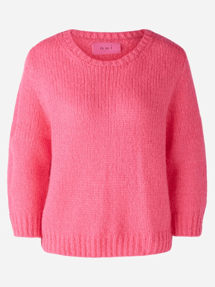 Oui Knitwear 8/34 Oui Jumper With Wool And Mohair In Pink 89198 Col 3374 izzi-of-baslow