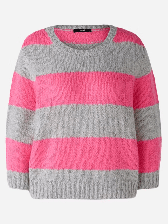 Oui Knitwear 8/34 Oui Striped Jumper With Wool And Mohair 89199 Col 0933 izzi-of-baslow