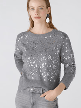 Oui Knitwear Oui Sequinned Wool Blend Jumper In Grey 89197 Col 9559 izzi-of-baslow