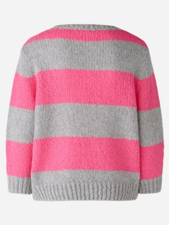 Oui Knitwear Oui Striped Jumper With Wool And Mohair 89199 Col 0933 izzi-of-baslow