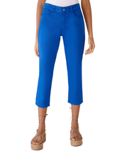 Oui Trousers Oui Cropped Capri Stretch Cotton Trouser in Azure Blue 78878 5428 izzi-of-baslow