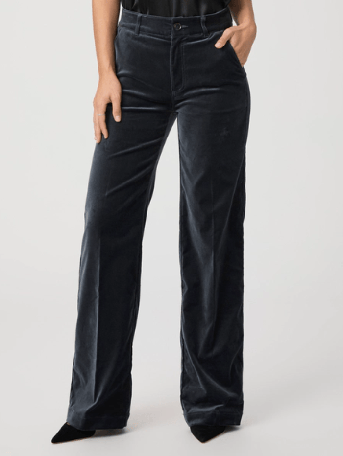 Paige Trousers 27 Waist Paige SASHA Blue Velvet Wide Leg Trousers 7165J27-B849 izzi-of-baslow