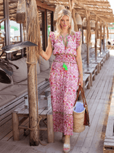 Place du Soleil Dresses Place Du Soleil Pink Floral Print Chiffon Maxi Dress S24 406 izzi-of-baslow