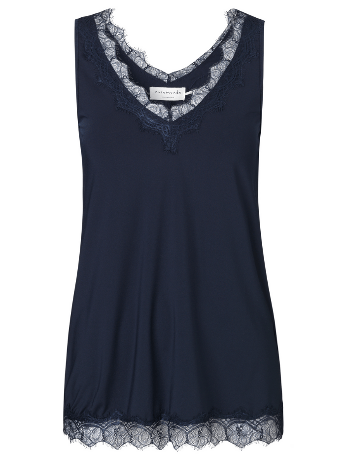 Rosemunde Tops Rosemunde Silk Lace Top Dark Blue 4220 192 izzi-of-baslow