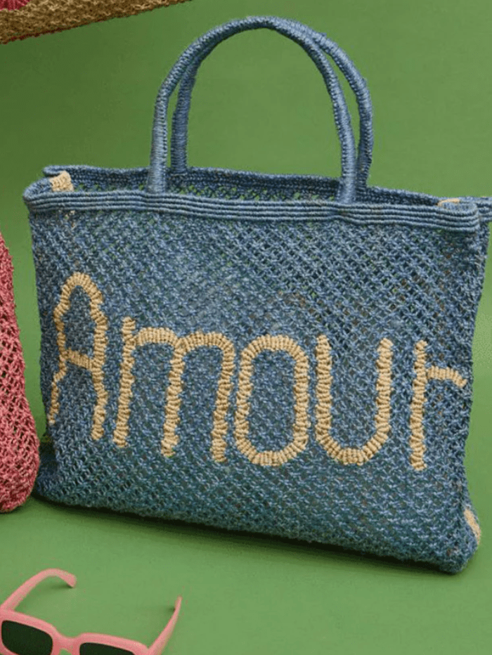 The Jacksons Accessories Large The Jacksons London AMOUR Jute Bag In Pebble And Natural izzi-of-baslow