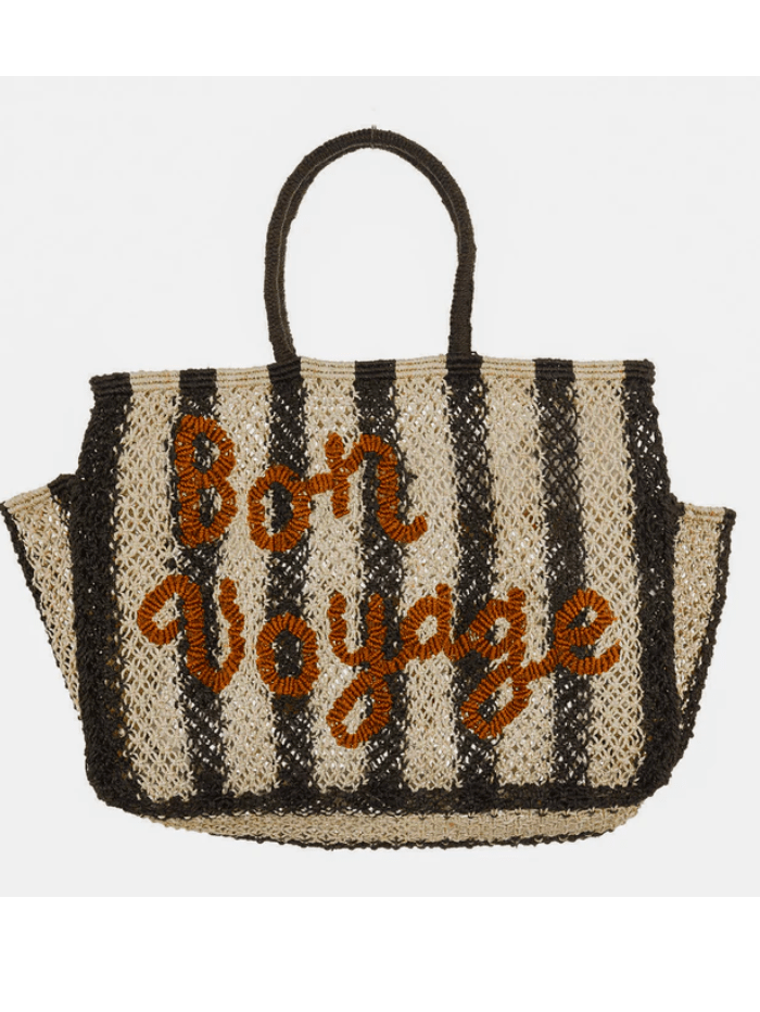 The Jacksons Accessories Large The Jacksons London BON VOYAGE Large Jute Bag In Black And Natural Stripes izzi-of-baslow