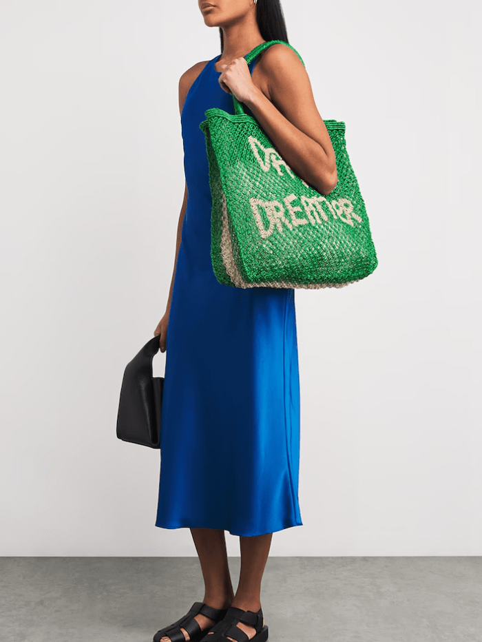 The Jacksons Accessories Large The Jacksons London DAY DREAMER Large Jute Bag In Green With Natural izzi-of-baslow