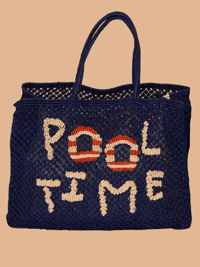 The Jacksons Accessories Large The Jacksons London POOL TIME Large Jute Bag In Indigo, Natural And Scarlet izzi-of-baslow