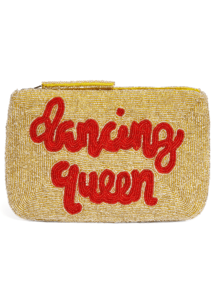 The Jacksons Accessories One Size The Jacksons London DANCING QUEEN Beaded Clutch Bag Gold With Red izzi-of-baslow