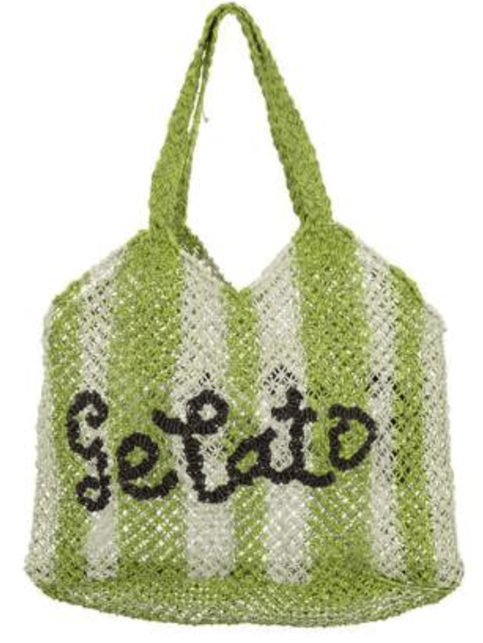 The Jacksons Accessories One Size The Jacksons London DREW GELATO In Lime And Natural Stripes Jute Bag izzi-of-baslow