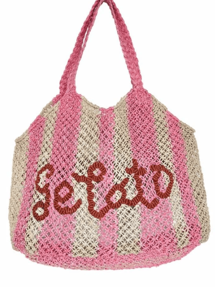 The Jacksons Accessories One Size The Jacksons London DREW GELATO In Rose And Natural Stripes Jute Bag izzi-of-baslow