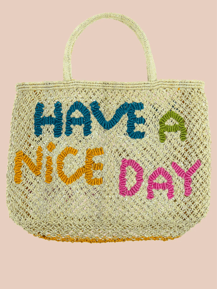 The Jacksons Accessories One Size The Jacksons London HAVE A NICE DAY Jute Bag In Natural And Multi izzi-of-baslow