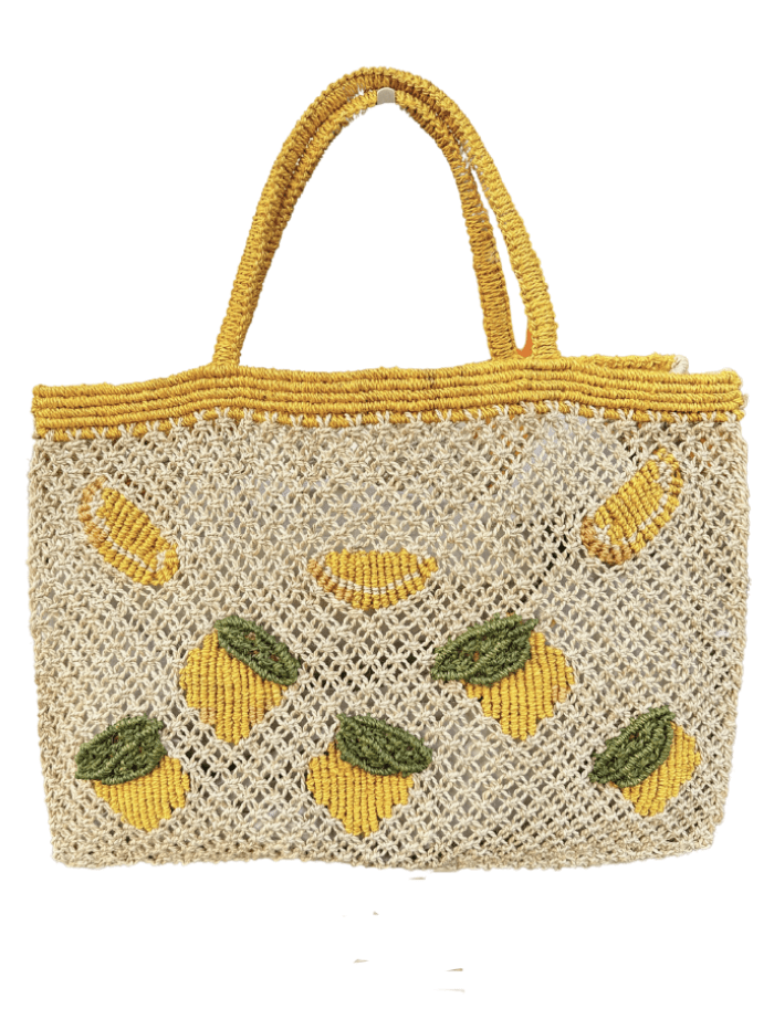 The Jacksons Accessories One Size The Jacksons London LEMON ALL OVER Jute Bag In Natural And Yellow izzi-of-baslow