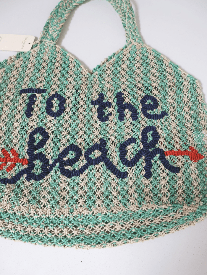 The Jacksons Accessories One Size The Jacksons London TO THE BEACH Jute Bag In Aqua And Natural Stripes izzi-of-baslow