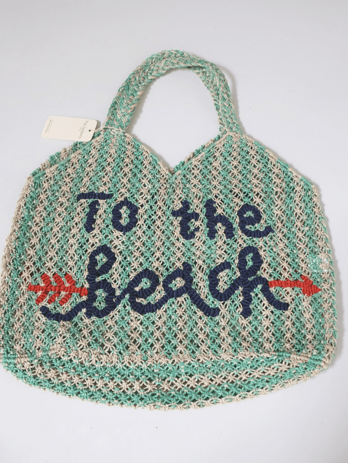 The Jacksons Accessories One Size The Jacksons London TO THE BEACH Jute Bag In Aqua And Natural Stripes izzi-of-baslow