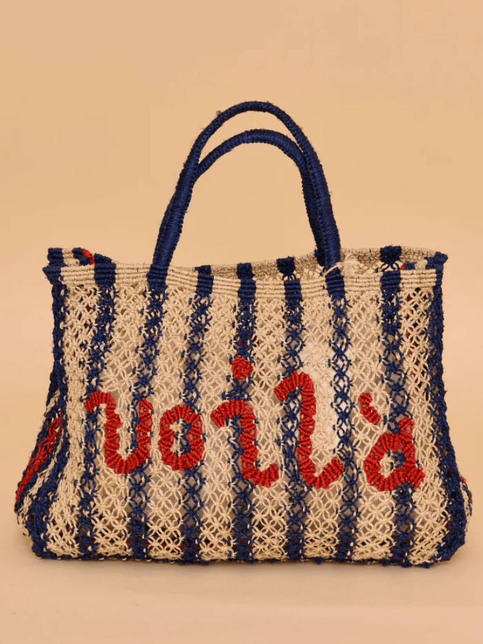 The Jacksons Accessories One Size The Jacksons London VOILA Jute Bag Indigo Stripes With Scarlett izzi-of-baslow